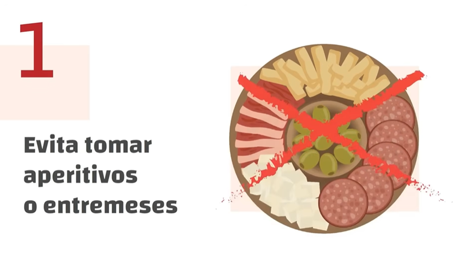 Evita los aperitivos antes de la comida consejo 1 para comer sano fuera de casa